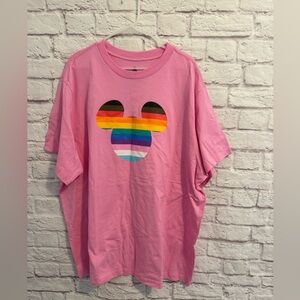 Disney Parks Pride LGBTQ Rainbow Mickey Pink T-Shirt Adult Unisex 3XL